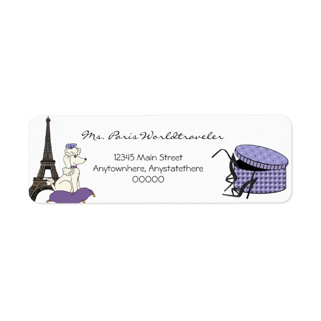 Purple Evening in Paris Eiffel Tower Address Label (Front)