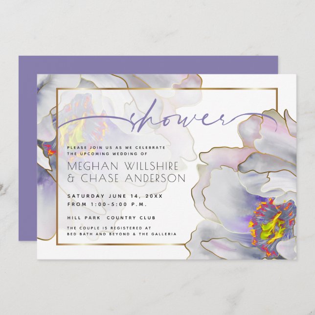 Purple Exotic Couple's Shower Invitation (Front/Back)
