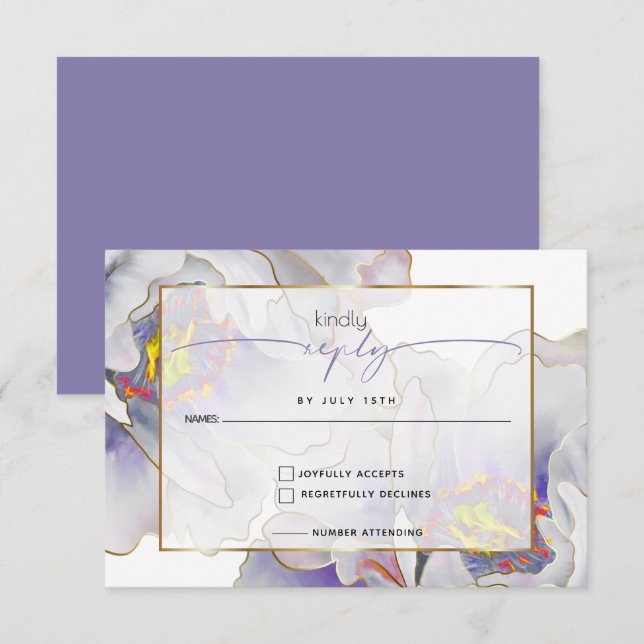 Purple Exotic Floral RSVP Card (Front/Back)