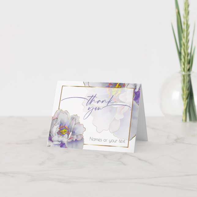 Purple Exotic Floral Thank You Card (Front)