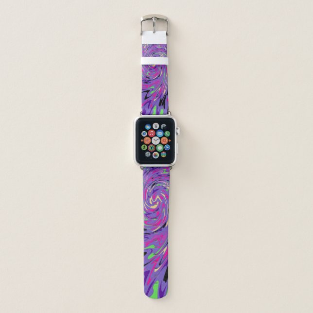 Purple Explosion Abstract Swirls Apple Watch Band (Front)