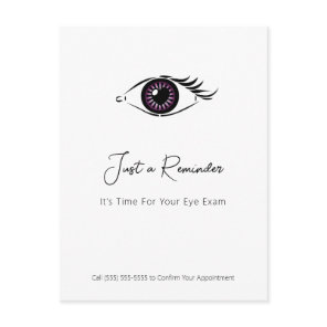 Purple Eye Exam Reminder Postcard