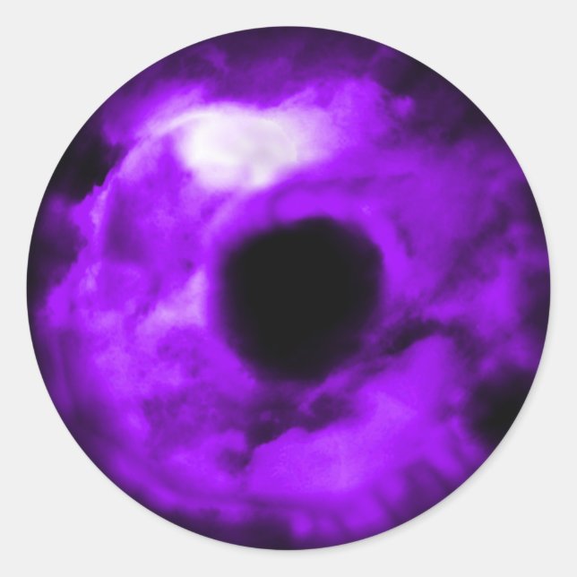 Purple Eye looking graphic, cloudy inside Classic Round Sticker (Front)