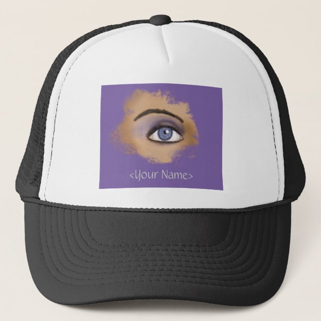 Purple Eye Makeup Trucker Hat (Front)