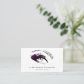 Purple Eye Sketch Modern Makeup Artist Chic Business Card (Standing Front)