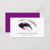 Purple Eye Sketch Modern Makeup Artist Chic Business Card (Front/Back)