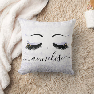 Purple Eyelashes   Glitter and Diamonds    Throw Pillow