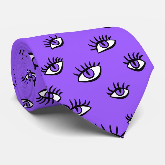Purple Eyes Halloween Neck Tie (Rolled)