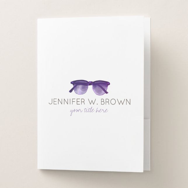 Purple Eyewear Glasses Spectacles Pocket Folder (Front)