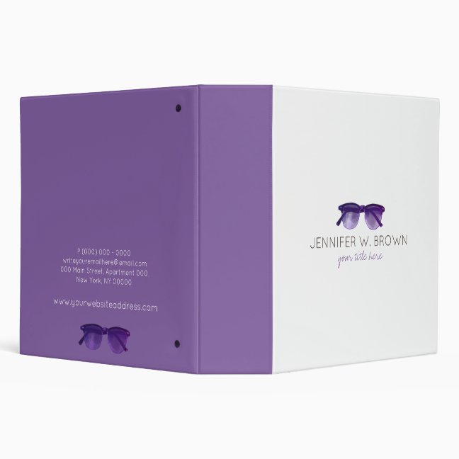 Purple Eyewear Specialist Glasses Spectacles 3 Ring Binder