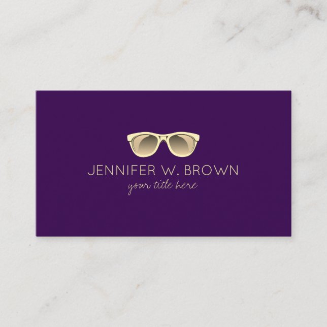 Purple Eyewear Spectacles Optician gold Business Card (Front)