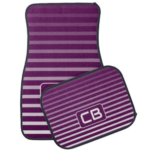 Purple Fading Stripes & Monogram Car Floor Mat