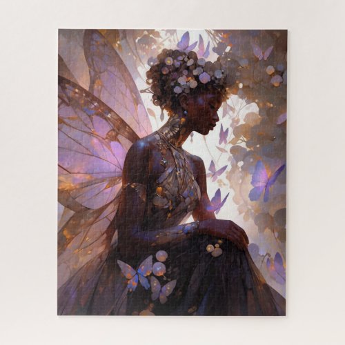 Purple Fairy African American Fantasy Art Jigsaw Puzzle