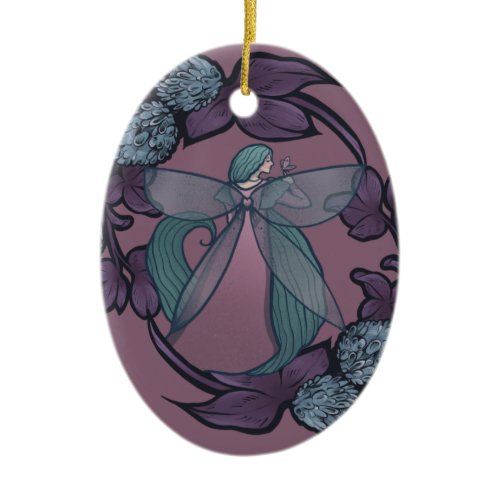 Purple Fairy Butterfly Goddess Fairies Art         Ceramic Ornament