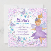Purple Fairy Butterfly Heart Confetti Birthday Invitation (Front)