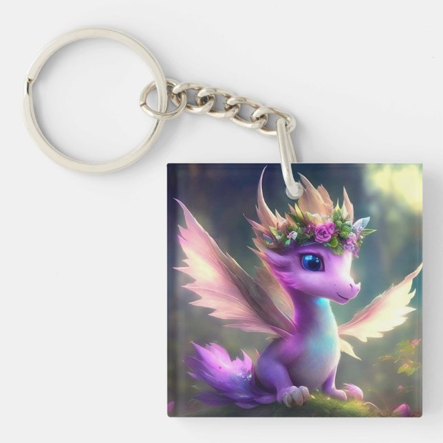Purple Fairy Dragon Keychain (Front)
