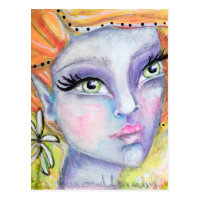 Purple Fairy Elf Orange Hair Whimsical Fantasy Art Postcard