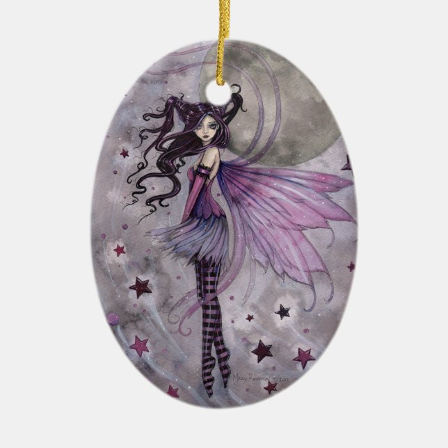 Purple Fairy Fantasy Art by Molly Harrison Ceramic Ornament (Front)