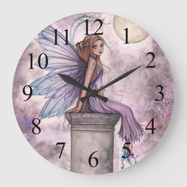 Purple Fairy Fantasy Art Clock (Front)