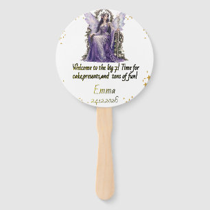 Purple Fairy Fantasy Birthday Welcome Hand Fan. Fan