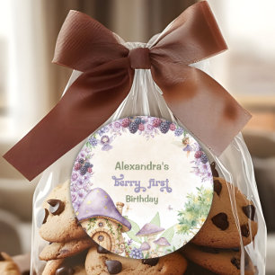 Purple Fairy First Berry First Birthday Classic Round Sticker