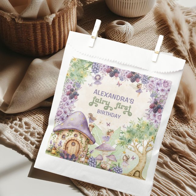Purple  Fairy First Berry First Birthday Favor Bag (Creator Uploaded)