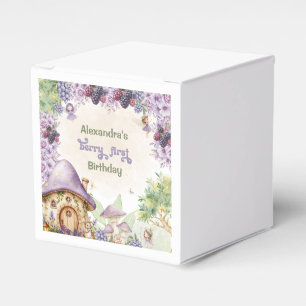 Purple Fairy First Berry First Birthday Favor Boxes