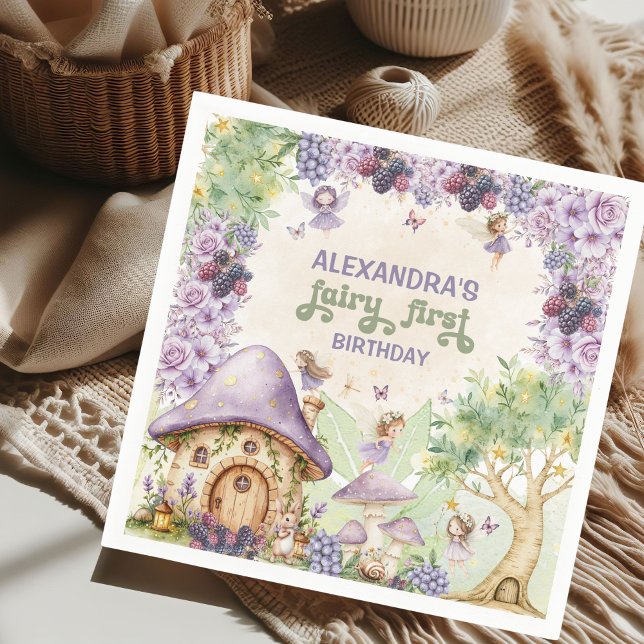 Purple  Fairy First Berry First Birthday Napkins (Creator Uploaded)