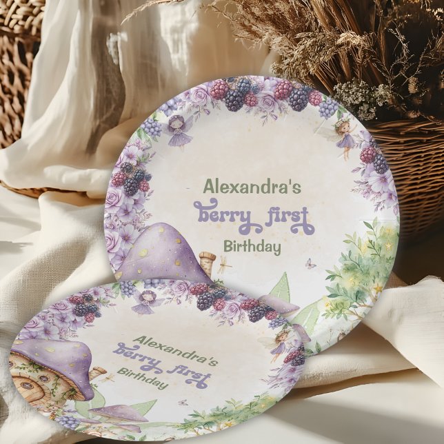 Purple  Fairy First Berry First Birthday Paper Plates (Creator Uploaded)