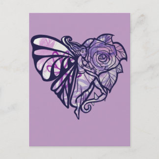 Purple Fairy Garden Rose Fairies Gardening Heart   Postcard
