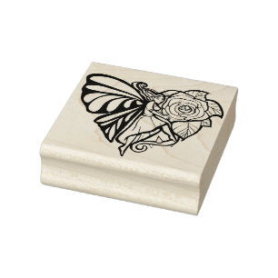 Purple Fairy Garden Rose Fairies Gardening Heart Rubber Stamp