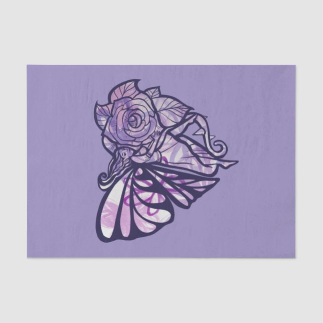 Purple Fairy Garden Rose Fairies Gardening Heart   Tissue Paper (Front)