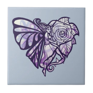 Purple Fairy Heart Ceramic Tile