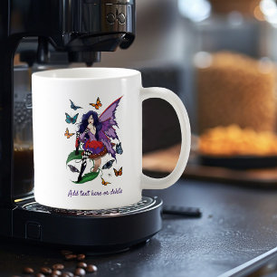 Purple Fairy Mushroom Butterflies  Coffee Mug