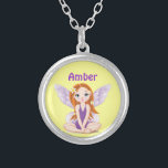 Purple Fairy Necklace<br><div class="desc">Necklace with purple fairy design, and YOUR name</div>