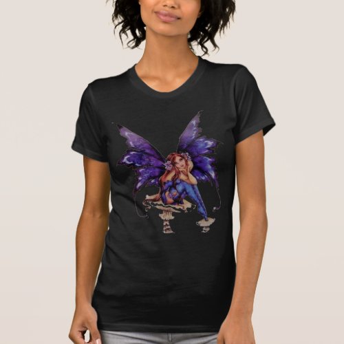 Purple fairy sitting on a mushroom T_Shirt