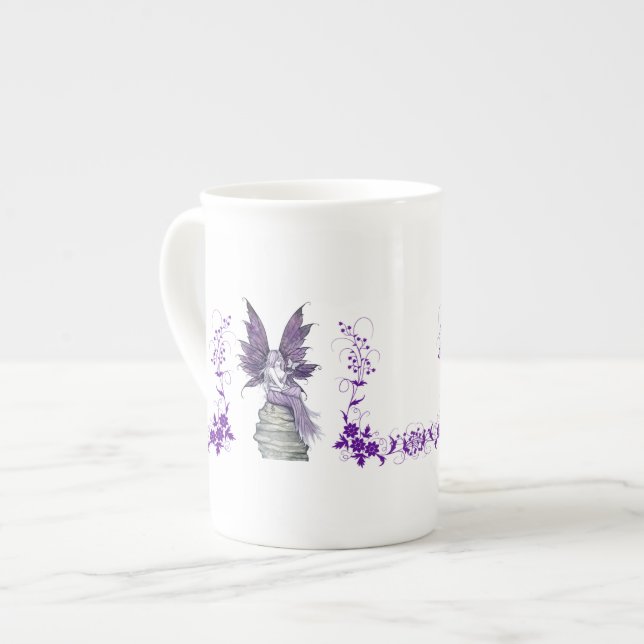 Purple Fairy Tall Teacup Bone China Mug (Front Left)