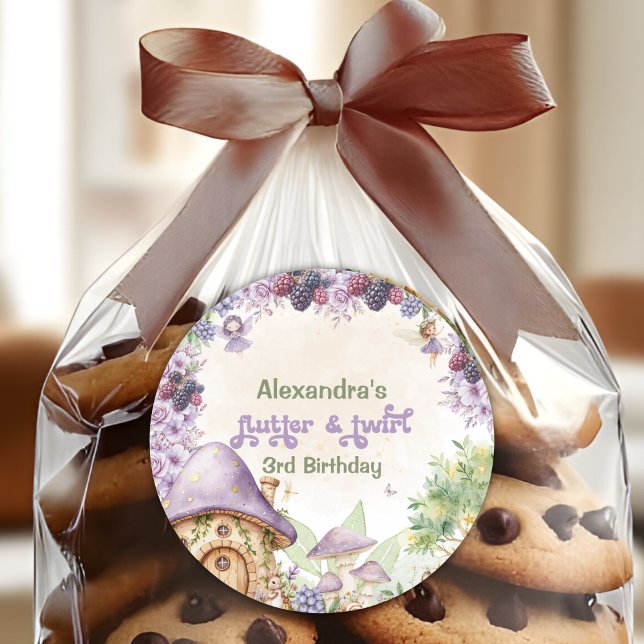 Purple Fairy Third Berry 3rd Birthday Classic Round Sticker (Creator Uploaded)