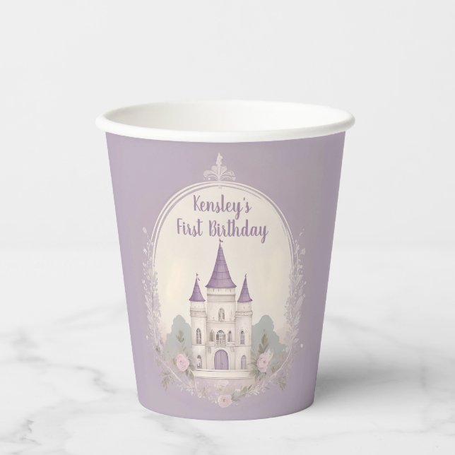 Purple Fairytale Castle Paper Cup (Front)