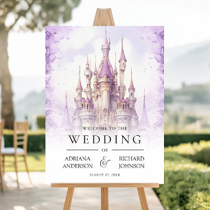 Purple Fairytale Castle Wedding Welcome Sign