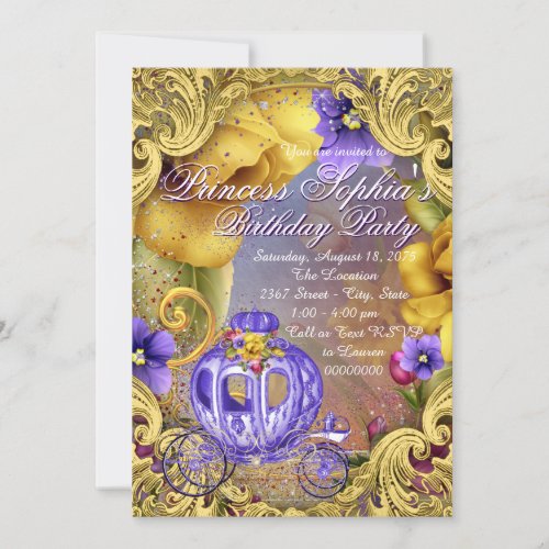 Purple Fairytale Princess Birthday Party Invitation
