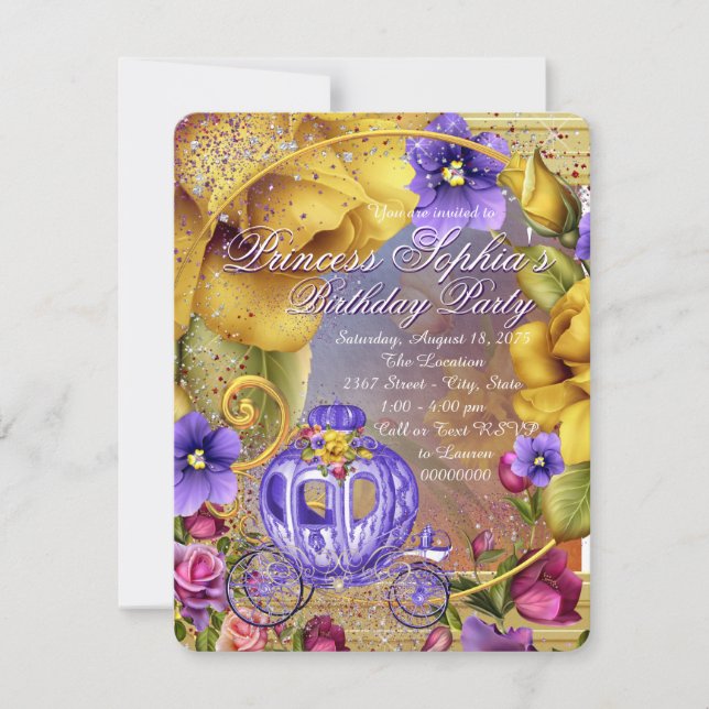 Purple Fairytale Princess Birthday Party Invitation (Front)