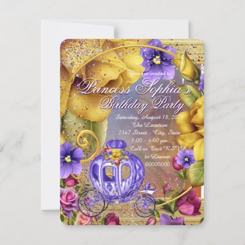 Purple Fairytale Princess Birthday Party Invitation