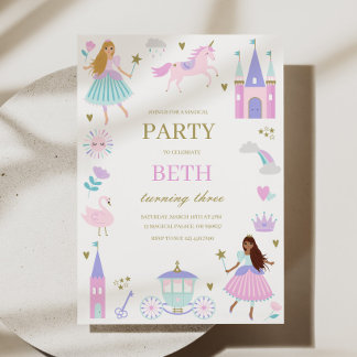Purple Fairytale Princess Girl Birthday Invitation