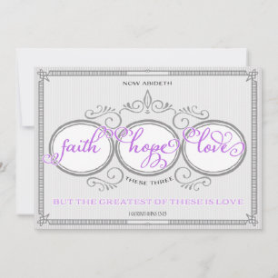 Purple Faith Hope Love Wedding Invitation