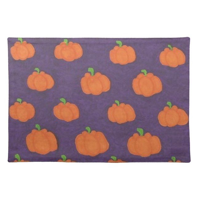 Purple Fall Pumpkin Pattern Cloth Placemat (Front)