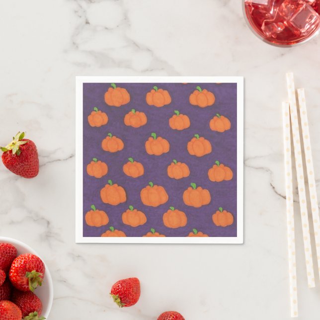 Purple Fall  Pumpkin Pattern Paper Napkins (Insitu)