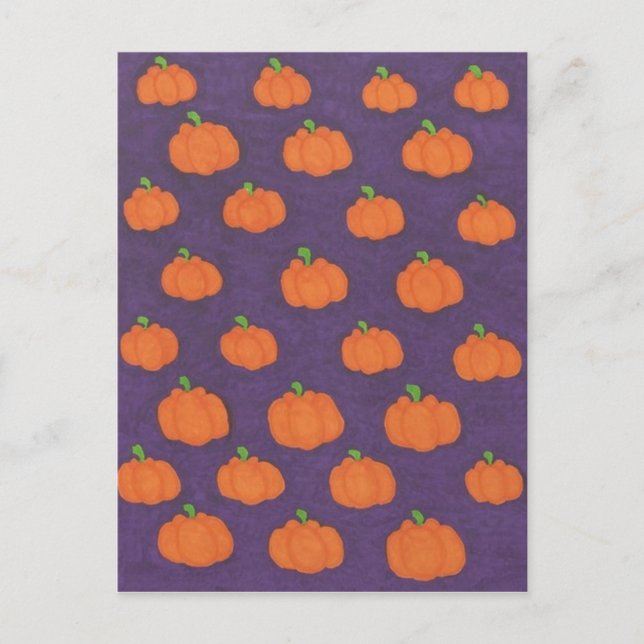 Purple Fall Pumpkin Pattern Postcard (Front)