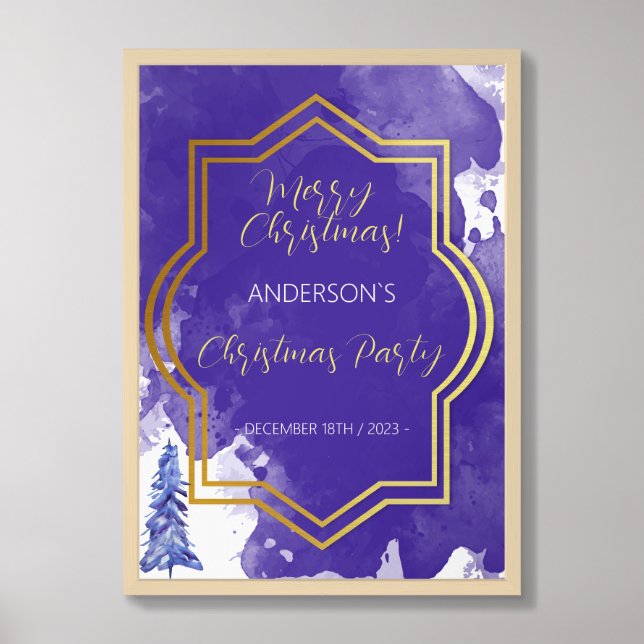 Purple Family Christmas Patry Golden Frame Framed Art (Framed Front)
