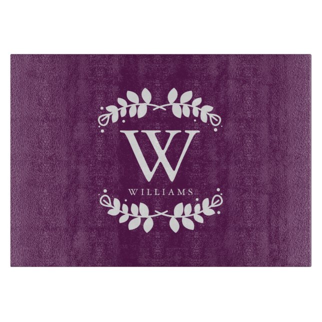 Purple Family Monogram Cutting Board (Front)